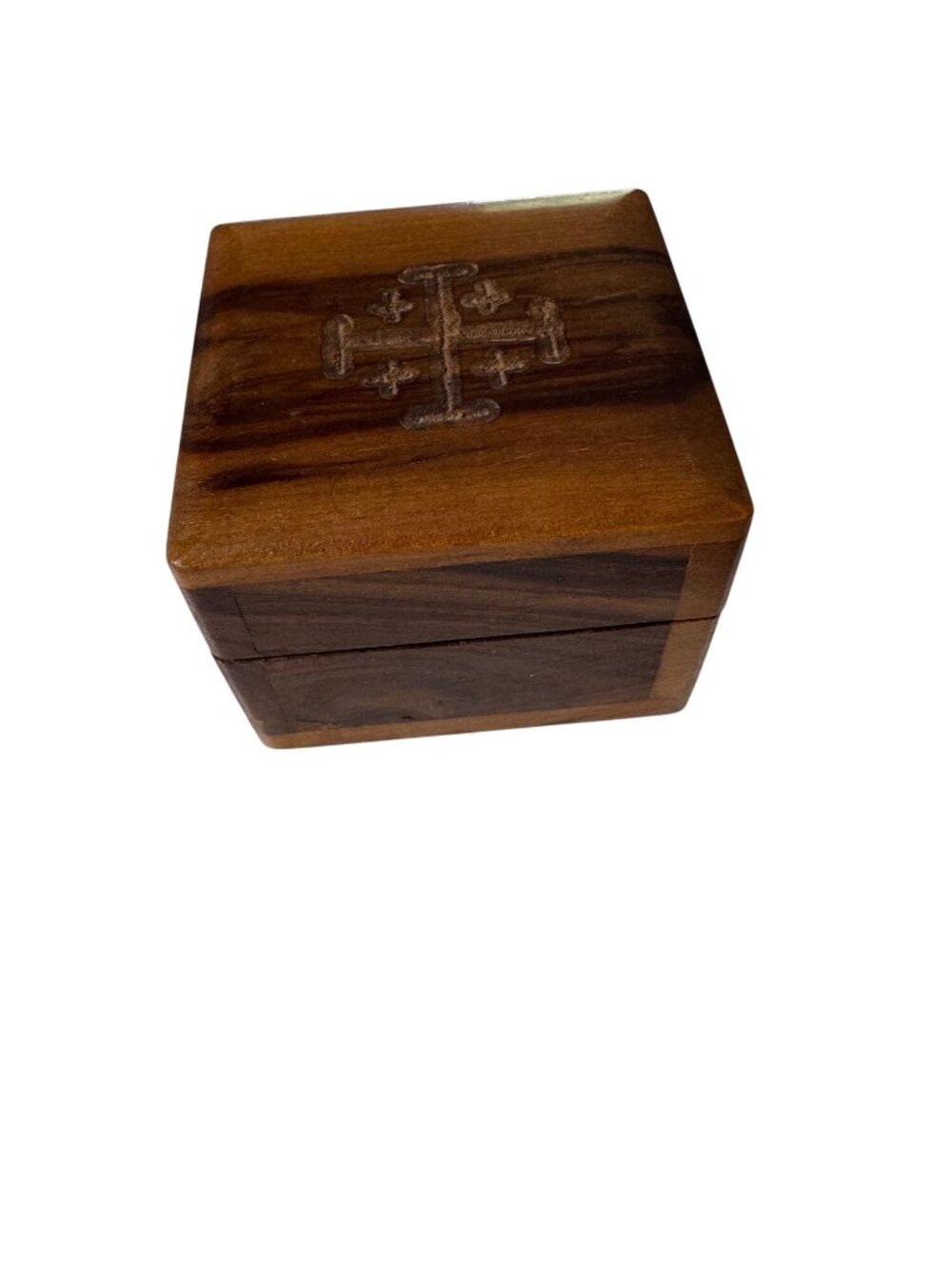 Handcrafted Olive Wood Keepsake Rosary Box Jerusalem Cross Bethlehem Israel 2" - Picture 11 of 12